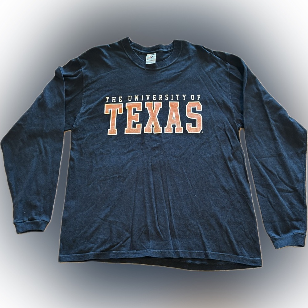 E28 Gildan Black Long-Sleeve 'The University of TEXAS' Graphic Tee, Size L